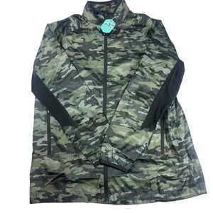 NWT Rise by LuLaRoe Jacket Mens Large Green Camo Zip Windbreaker Activewear